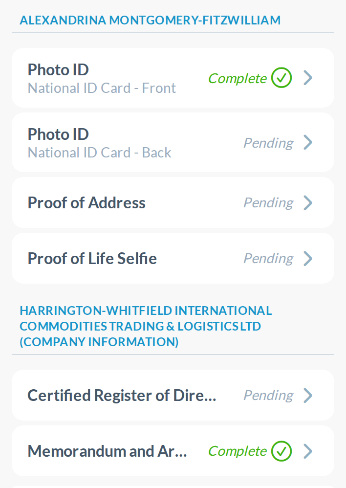 390px: 'Certified Register of Dire…' and 'Memorandum and Ar…'