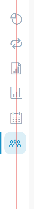 1024px collapsed sidebar: the red guide runs through the inactive icons' centres, and the active Recipients icon sits left of it