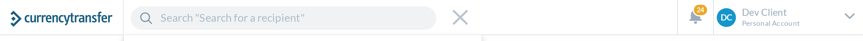 1440px, search focused: 'Search "Search for a recipient"'