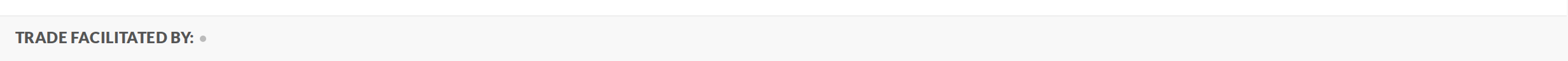 1440px, real dev trade: 'TRADE FACILITATED BY: •' with no value.